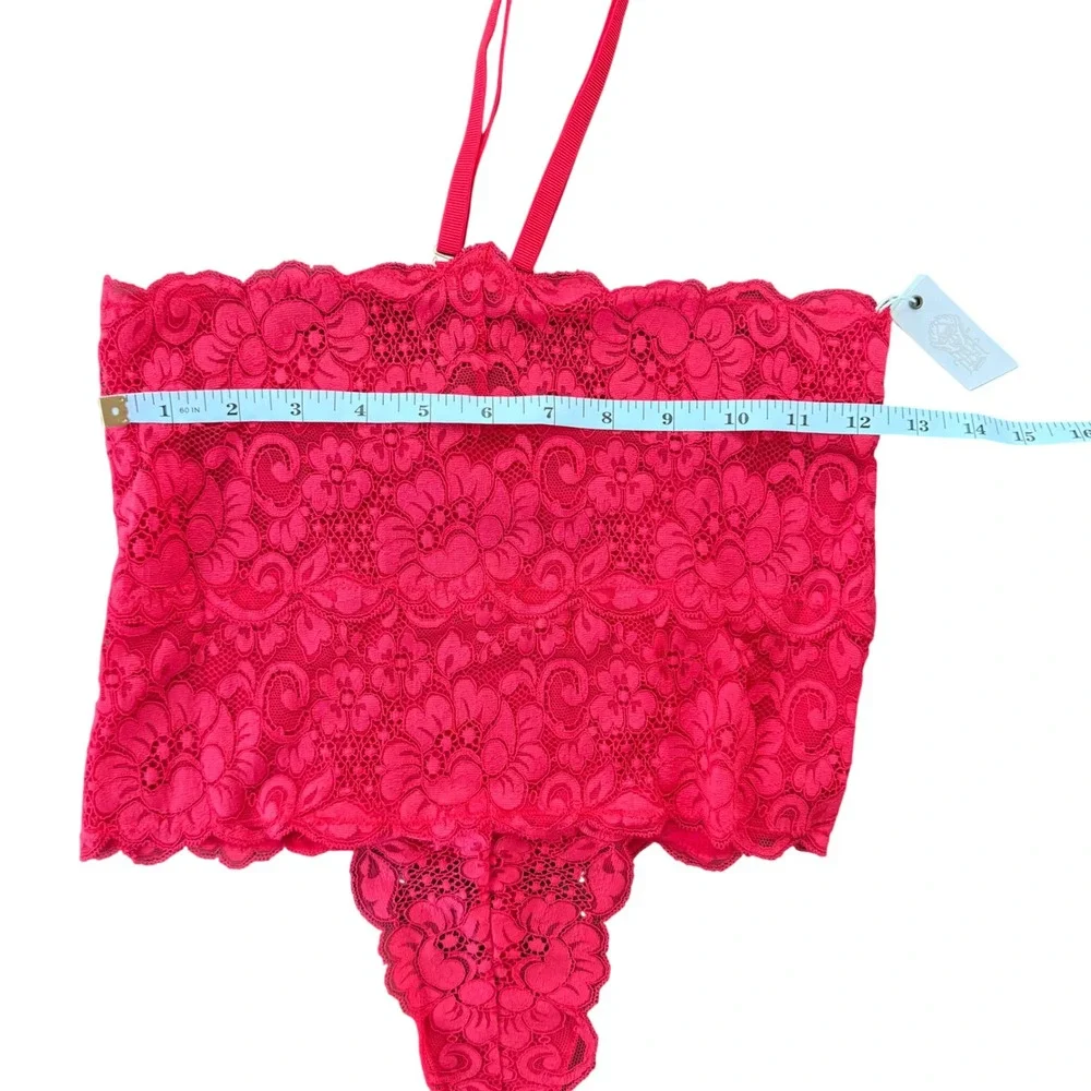We are HAH Cigar Panty High Waisted Thong Red‎ Lace Adjustable Straps M NEW